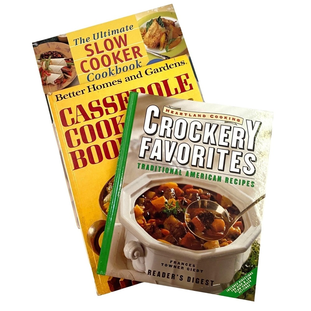 Crockery Casserole Slow Cooker Hardcover Cookbook Lot of 3 Foodie Kitchen Recipe